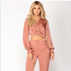 Satin top and pants set